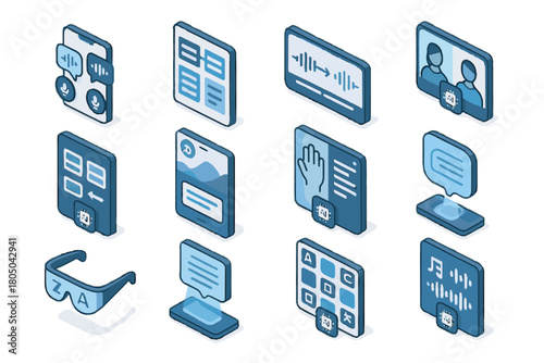 Bubble icon ar interface translation converter icons subtitle overlay vector ai communication