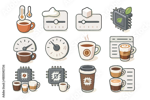 Slider icon coffee flavor setting algorithm level ai queue vector froth