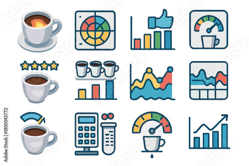 Efficiency drink optimization meter satisfaction analytics smart trend icon vector dial popularity