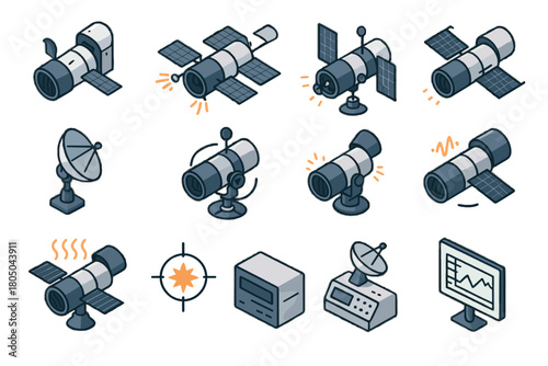 Status solar space observation icon vector image control icons calibration thermal unit