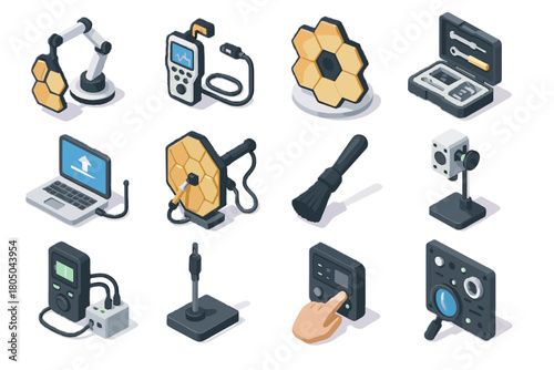 Control iconography telescope replacement sensor icon tool kit calibration shield vector check