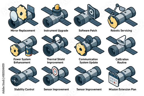 Improvement shield space calibration expansion vector icon storage telescope replacement enhancement robotic