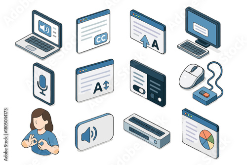 Screen language icon closed adjustable contrast vector edtech accessibility high icons keyboard