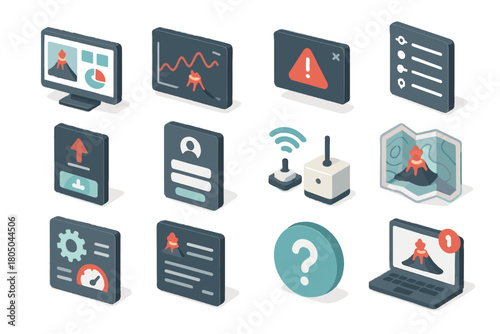 Map vector icon settings help software popup volcanic dashboard status system notification