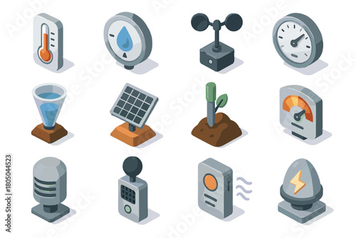 Sensor soil noise volcanic pressure gauge air uv icon vector temperature