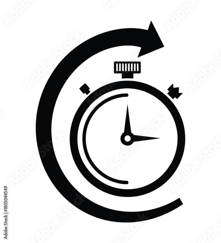 Stopwatch with circular arrow indicating time passing vector EPS