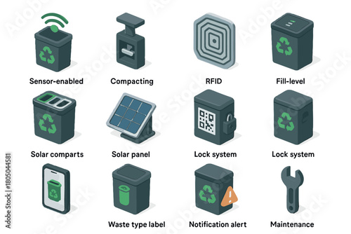 Icon bin system mobile tool alert vector rfid smart lock code