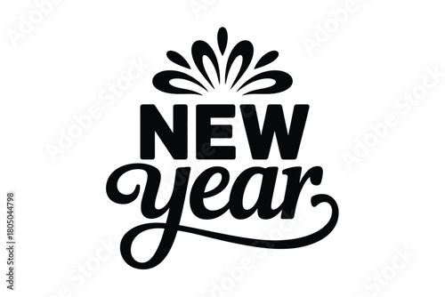 A graphic design featuring the words "NEW" and "year" in stylized typography, symbolizing a new beginning.