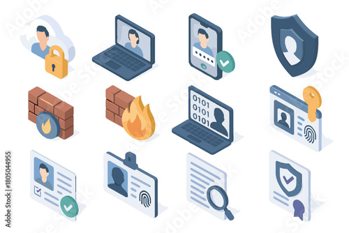Shield log user icons privacy digital system firewall anonymization vector security compliance