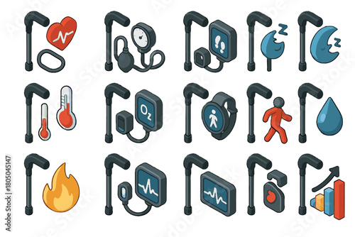 Temperature smart vector step oxygen icon chart pressure health stress level sensor