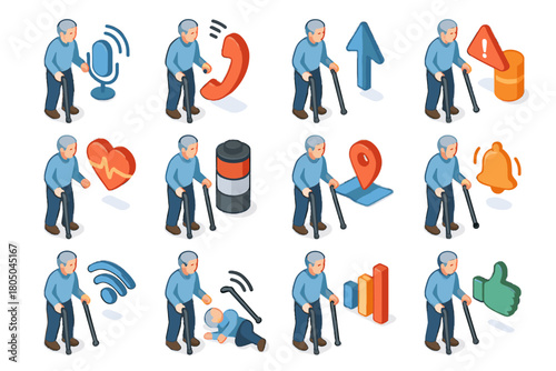 Voice statistics cane vector assistant gps feedback smart status icon activity alert