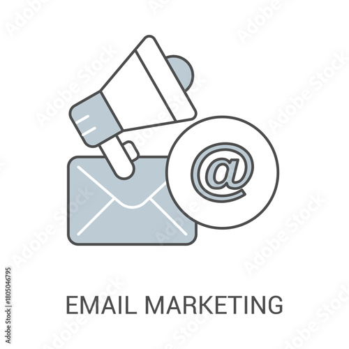 Email Marketing Digital Strategy Promotion Newsletter Communication Campaign Outreach Subscribers Outline Vector