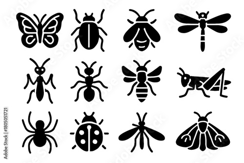 Firefly icon insects vector butterfly wasp jungle beetle neon ladybug spider moth