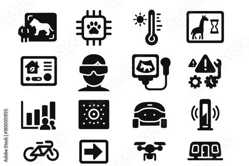 Vet bot health tracker scanner futuristic maintenance icon visitor vector zoo attendance
