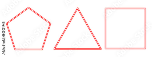 Geometric shape outlines in red neon