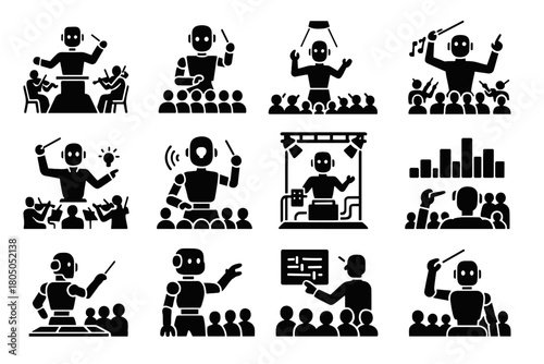 Icon ai pulse performer vector orchestra spotlighted lighting setup syncing conductor