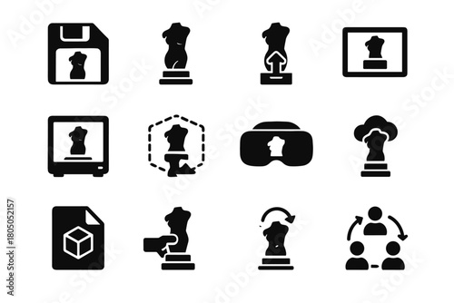 Sculpture icon team print export vector sync cloud save ar button