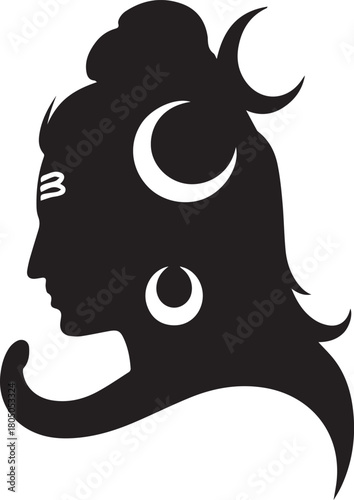Shiva Silhouette Vector Profile Hindu Spiritual Art Black and White Design