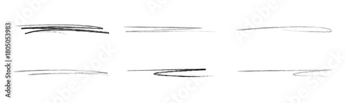 Black charcoal pencil scribble lines set, Hand-drawn texture strokes isolated on transparent or white background