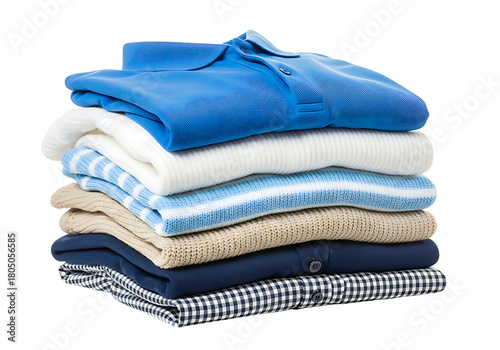 Neatly folded stack of clean fresh apparel, ready for daily use isolated on transparent background