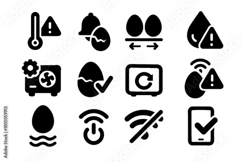 Power egg indicator low reboot icon alerts vector smart symbol incubator alert