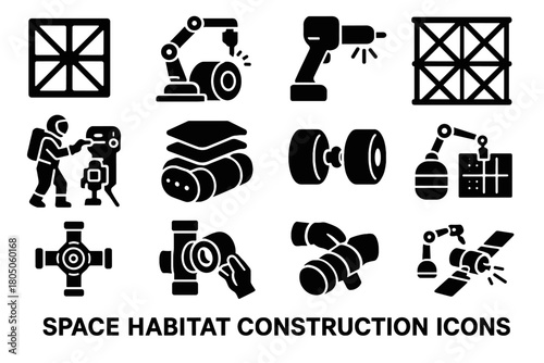 Habitat icons tool vector seal weld thermal structural eva space blanket icon