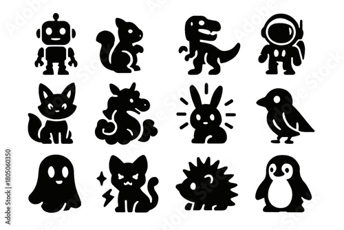 Vector icon squirrel ar spark space robot playground digital neon solar glowing