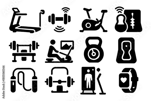 Bike connected bands wearable icon icons press smart gym virtual vector tracker