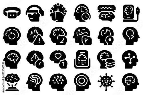 Cognitive scan smart scanner icon memory neural mind headset vector icons wearable