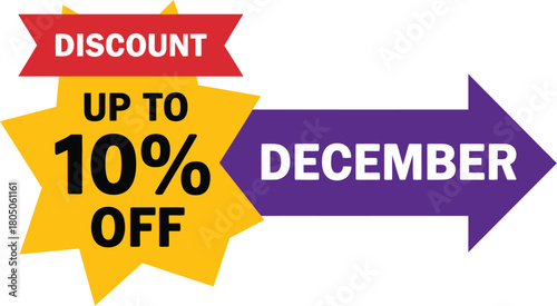 Discount up to 10% off during the month of December with a promotional banner and arrow