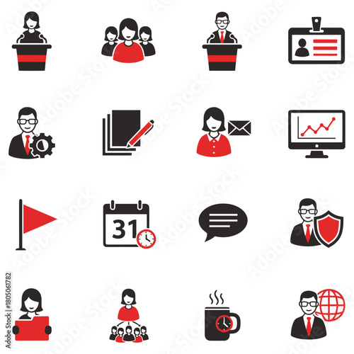 Corporate Office Administration and Business Icons Set