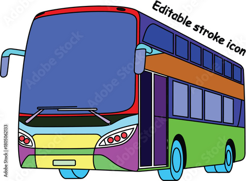 Colorful double decker bus illustration perfect for childrens book transport