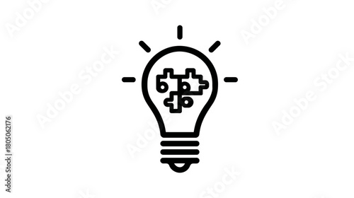 Innovation and Problem Solving Concept with Lightbulb Icon and Puzzle Pieces. Creative Idea Generation and Strategy Development.