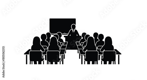 Dynamic classroom scene with engaged students and teacher fosters learning perfect for educational materials and back to school campaigns modern learning, Generative AI.