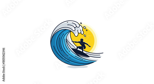 Catch the wave with this vibrant surfer illustration perfect for summer vibes and adventurous souls ideal for beach promotions and travel blog designs, Generative AI.
