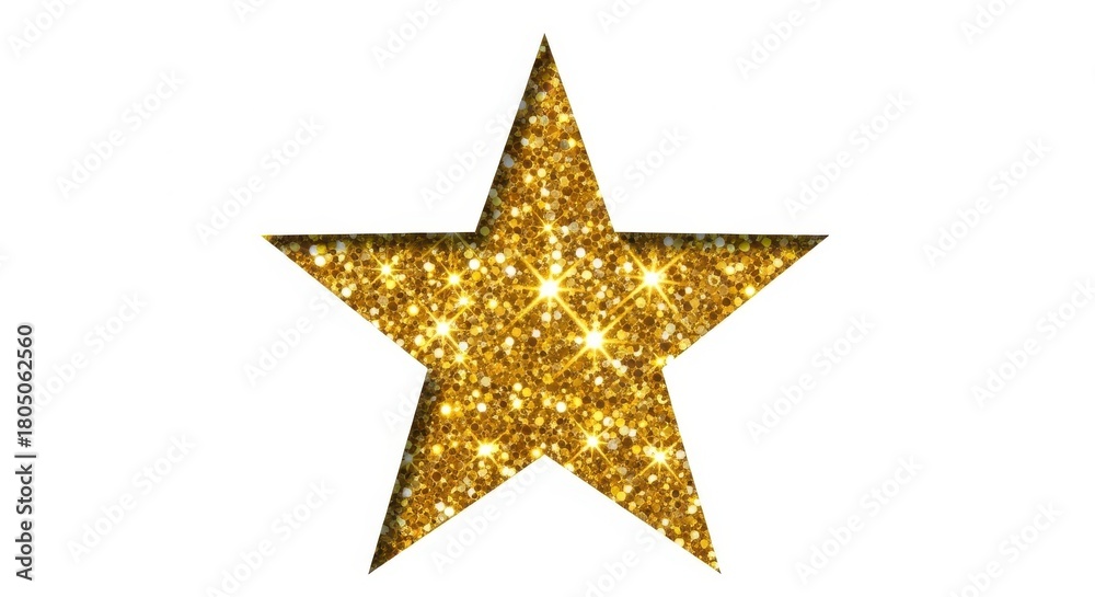 Fototapeta premium Golden Glitter Star, Shiny Star Icon, Gold Sparkle Emblem, Luxury Symbol