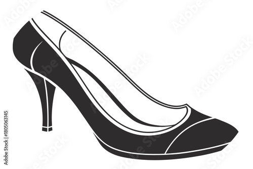 Elegant Black and White High Heel Shoe Silhouette Icon footwear stiletto