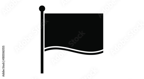 Striking black flag waving symbolically a bold graphic icon for minimalist designs and powerful statements perfect for diverse visual concepts, Generative AI.