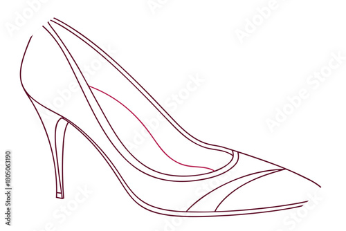 Elegant High Heel Shoe with Maroon Outline and Pink Accent footwear stiletto