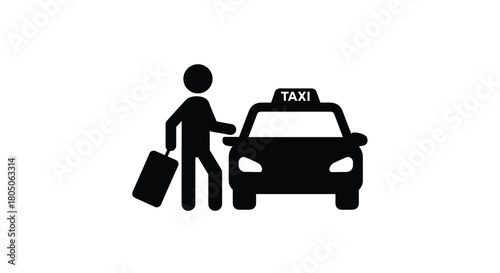 Catching a cab with luggage for travel a simple icon conveying transportation and travel convenience perfect for app design and wayfinding systems, Generative AI.