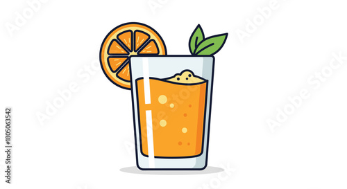 Vibrant orange juice illustration with fresh mint perfect for healthy lifestyle blogs and summer drink promotions a refreshing splash of citrusy goodness, Generative AI.