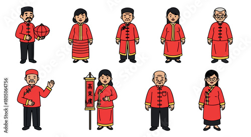 Chinese traditional clothing people set for cultural events