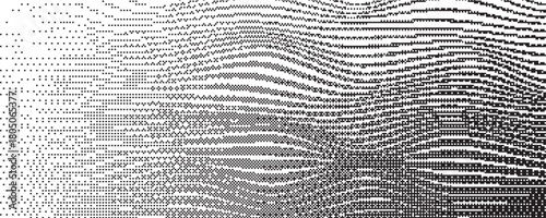 Pixelated Bitmap Gradient Texture with Black and White Dither Pattern. Abstract Glitch-Style Background. Vector illustration.