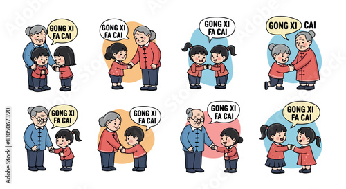 Chinese New Year greetings with elderly and child