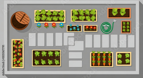 Vegetable Garden Plan Illustration for Gardening and Landscaping Ideas