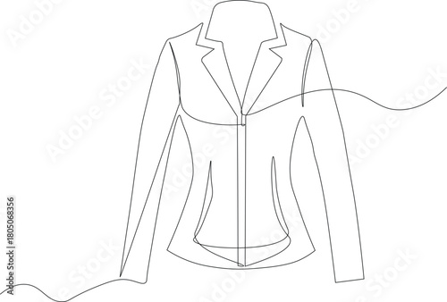 Woman coat continous line art. Minimal coat outline for woman dressing. easily editable