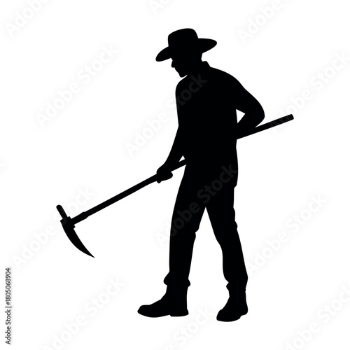 Silhouette Miner with Pickaxe Vector for Vintage Labor Design
