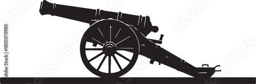 Silhouette of an old cannon