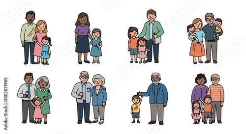 Families standing together in various configurations