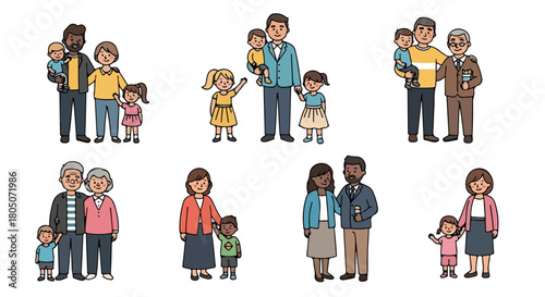 Families of different generations standing together